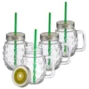 4x Sole Trinkgläser Mit Henkel, Deckel & Strohhalm 480 Ml Grün Henkelbecher Glas -Küchenutensilien Laden b41e9fd33fa1d1fe7ec5df2de61d9776