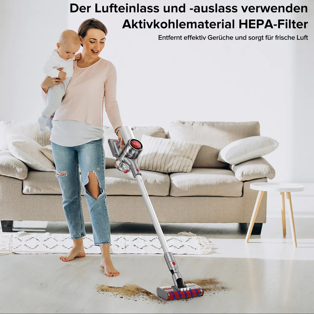 Redroad Akku Handstaubsauger , 450W, 26500Pa,Doppelte Bürste Für 4-fache Reinigungsleistung, Kabelloser Staubsauger 8 Redroad Akku Handstaubsauger , 450W, 26500Pa,Doppelte Bürste Für 4-fache Reinigungsleistung, Kabelloser Staubsauger – Bild 6
