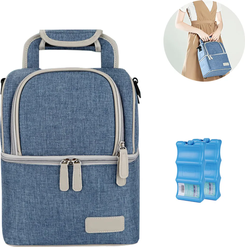 Muttermilch-Kühltasche Mit Kühlakkus, Doppellagig, Passend Für 3 Flaschen, Bis Zu 255 Ml, Für Stillen, Muttermilch, Pumpbeutel, Rucksack ,Denim Blue 3 Muttermilch-Kühltasche Mit Kühlakkus, Doppellagig, Passend Für 3 Flaschen, Bis Zu 255 Ml, Für Stillen, Muttermilch, Pumpbeutel, Rucksack ,Denim Blue