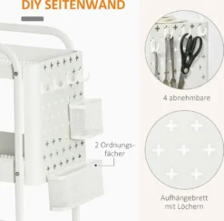 HOMCOM Rollwagen3-Etagen Küchenwagen Mit Schubladen Und Korb Für Küche Büro Schlafzimmer Wohnzimmer Stahl Weiß 51,5 X 32 X 75,6 Cm -Küchenutensilien Laden ba84dc9b85ba5c9fa20053cf3abff2e3