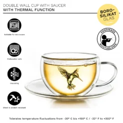 Creano 6er-Set Thermo-Tasses "Hummi" Für Tee/Latte Macchiato, Doppelwandig, Mit Kolibri-Muster | 250ml In Exklusiver Geschenkpackung -Küchenutensilien Laden c0f9100687b6b7f1e8a6e4379c61a52c