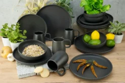 CreaTable 22978 Kombiservice Uno BLACK Für 4 Personen, Steinzeug, Schwarz (1 Set, 16-teilig) -Küchenutensilien Laden c1eaeedbe93ef70328e888c816eb6725