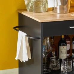 SoBuy FKW113-SCH Servierwagen Küchenwagen Kücheninsel Küchenschrank Rollwagen Mikrowellenschrank Küchenrollwagen Schwarz BHT Ca.: 82x88x46cm -Küchenutensilien Laden c2292faf46d8a92fafb7247fdef092e7