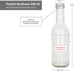 12er Set Bordeaux 250 Ml Glasflasche Zum Abfüllen Von Wein, Likör & Spirituosen + Deckel PP 28 Silber Aluminium -Küchenutensilien Laden c4a3539b96c8dfe9e1aecc992539ed9b