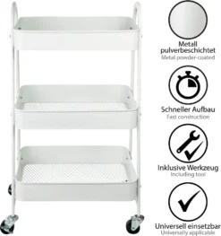 ONVAYA® Servierwagen Silvio | Beistellwagen | Weiß | 30,5 X 45 X 77 Cm | 3 Fächer | Multifunktionswagen | Transportwagen | Allzweckwagen | Küchentrolley | Nischenregal -Küchenutensilien Laden c5f2c951c388f8c9acc0c47a19b0d200
