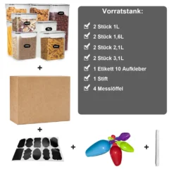 Lospitch 8er Set Vorratsdosen Müsli Behälter Mehl Nudel Schüttdose Pasta Lebensmittel -Küchenutensilien Laden c777d4a74b1335415c4b86cbb1e7d152