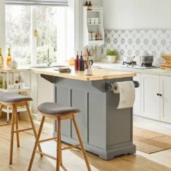 SoBuy FKW71-HG Kücheninsel Küchenwagen Mit Erweiterbarer Arbeitsplatte Küchenschrank Servierwagen Holz BHT Ca.: 115x92x46-71cm -Küchenutensilien Laden c7a7bebcacc5a13fee1f0881dc57ed19