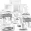 MALACASA, Serie Mario, 60 Tlg. Cremeweiß Porzellan Geschirrset Tafelservice Mit Je 12 Kaffeetassen, 12 Untertassen, 12 Dessertteller, 12 Suppenteller Und 12 Speiseteller -Küchenutensilien Laden c8814fcddbac424d87d43b575f238e45