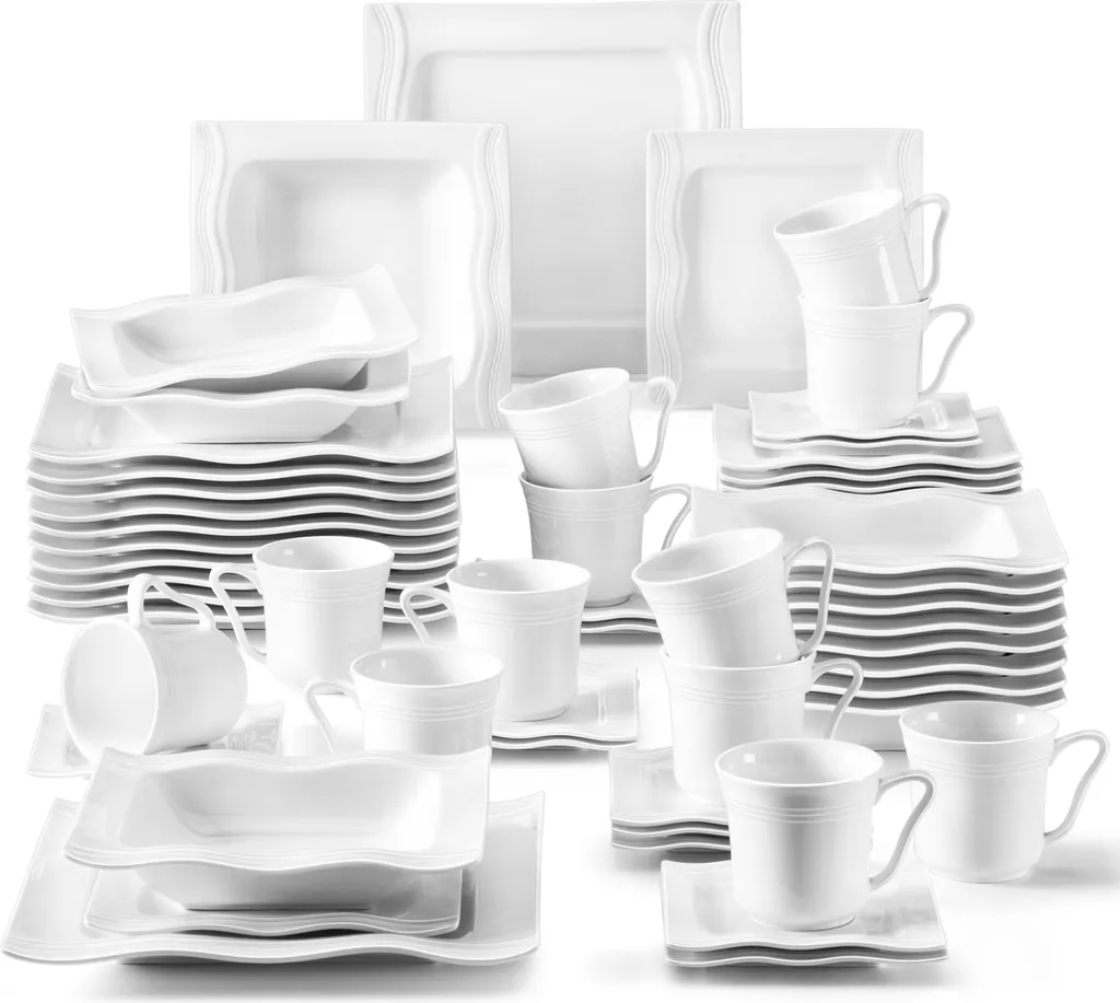 MALACASA, Serie Mario, 60 Tlg. Cremeweiß Porzellan Geschirrset Tafelservice Mit Je 12 Kaffeetassen, 12 Untertassen, 12 Dessertteller, 12 Suppenteller Und 12 Speiseteller 3 MALACASA, Serie Mario, 60 Tlg. Cremeweiß Porzellan Geschirrset Tafelservice Mit Je 12 Kaffeetassen, 12 Untertassen, 12 Dessertteller, 12 Suppenteller Und 12 Speiseteller