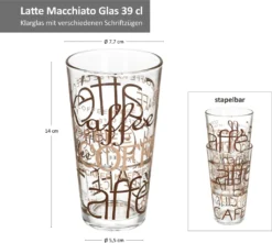 6er Latte Macchiato Gläser-Set 370 Ml Stapelbar Kaffee-Glas Cappuccino -Küchenutensilien Laden cb7efb313cddaeb352237cbc94ae2d53