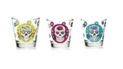 Mexikanischer Schädel - Glas - 23cl - 3 Farben - (12er Set)