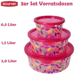 Curver Deko Chef Design 3er Set Vorratsdosen Lebensmittel Vorratsbehälter Frischhaltedose 0,5 Bis 2,0 L Mehrfarbig -Küchenutensilien Laden d42f6bc19d6720b44f97eb72335529ca