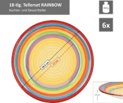 Tellerset Rainbow 18-tlg. 6 Personen Steingut Tafelservice Dessertteller Speiseteller Suppenteller -Küchenutensilien Laden d50b7fff6cb89435fc93edcd18be9c52