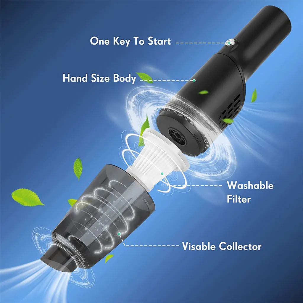Mini-Staubsauger, Kabelloser Handstaubsauger, 10000 Pa Starke Saugkraft, Tragbarer Auto-Staubsauger, Wiederaufladbar Für Zuhause/Auto/Büro, Nebelblau ,Black 9 Mini-Staubsauger, Kabelloser Handstaubsauger, 10000 Pa Starke Saugkraft, Tragbarer Auto-Staubsauger, Wiederaufladbar Für Zuhause/Auto/Büro, Nebelblau ,Black – Bild 7