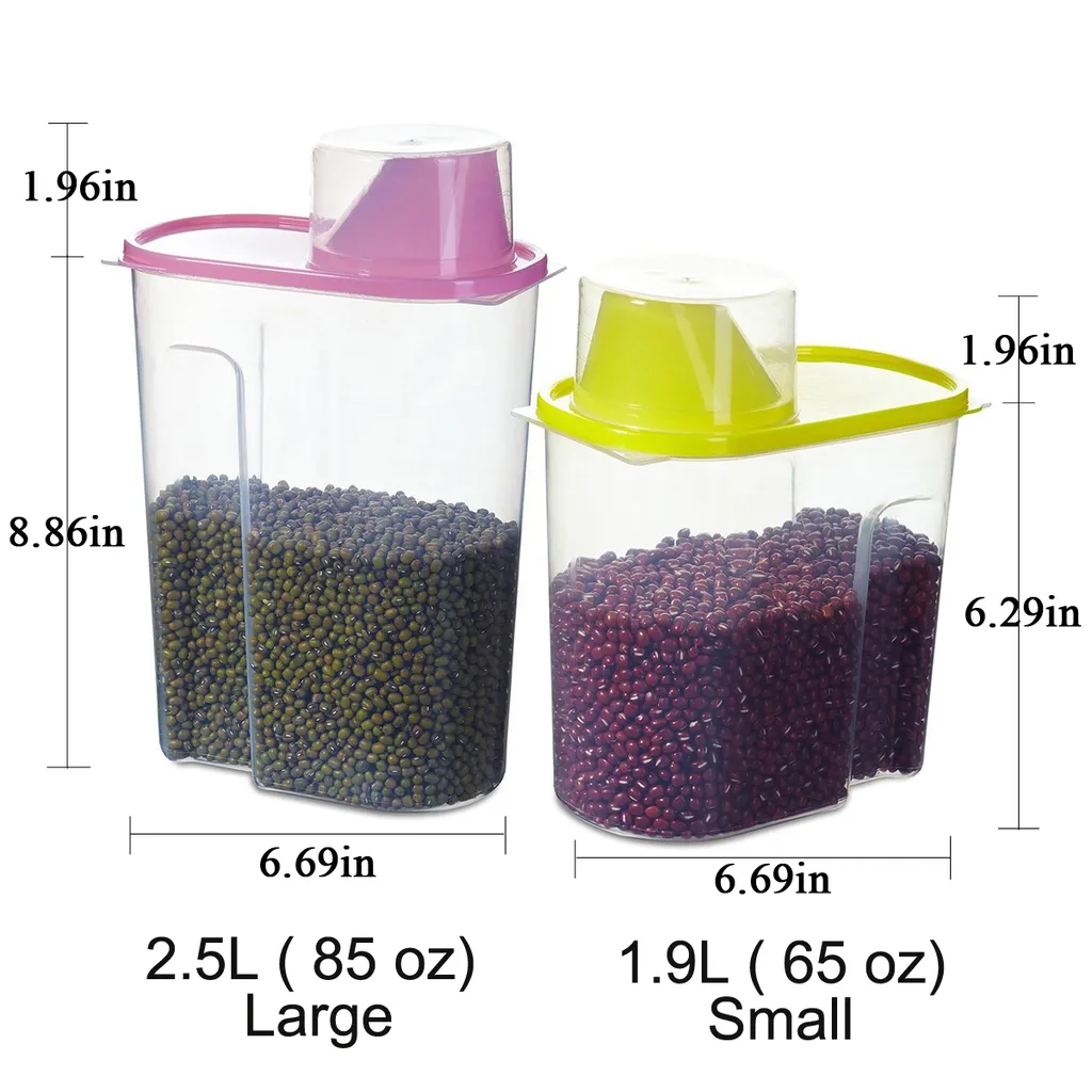 Vorratsdosen Set Mit Deckel, Aufbewahrungsbox Küche, Frischhaltedosen 2.5L & 1.9L BPA-frei Luftdicht Vorratsbehälter Mit Messbecher Kunststoff Schüttdosen Für Mehl Müsli (2 Stück) 9 Vorratsdosen Set Mit Deckel, Aufbewahrungsbox Küche, Frischhaltedosen 2.5L & 1.9L BPA-frei Luftdicht Vorratsbehälter Mit Messbecher Kunststoff Schüttdosen Für Mehl Müsli (2 Stück) – Bild 7