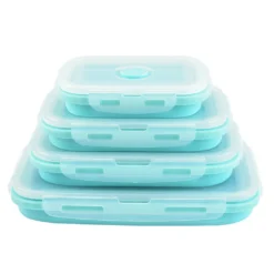 Faltbare Frischhaltedosen, 4 PCS Kitchen Vorratsdosen Set Faltbare Brotbox Silikon Zusammenklappbaren Container, Camping Schüssel Faltbar Set, Frischhalteboxen Für Kühlschränke -Küchenutensilien Laden db9dd28210e86bf7b807d23b6691d28b