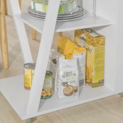 SoBuy FKW77-W Design Servierwagen Küchenwagen Beistellwagen Rollwagen Mit 3 Ablagen Und 2 Regalfächern Weiß BHT Ca.: 60x77x38cm -Küchenutensilien Laden dc89faa374012849587ef8138395d02b