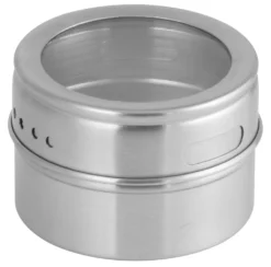 Fackelmann Magnetische Gewürzdose, Vorratsdose Mit Streuöffnungen, Aufbewahrungsdose Aus Edelstahl (Farbe: Silber/Transparent), Menge: 1 Stück