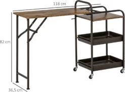 HOMCOM Küchenwagen Küchenrollwagen Servierwagen Mit 1 Klappbaren Tischplatte 2 Tabletts Und 1 Offenes Regal Rollen Verstellbare Fußpolster E1-Spanplatte Metall Rustikal-Braun 118 X 36,5 X 82 Cm -Küchenutensilien Laden df6e1029e23f12860c1d06802f17f710