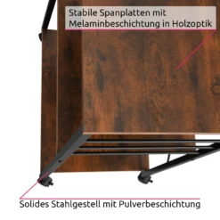 Tectake Servierwagen Rugby 65,5x45,5x88,5cm - Industrial Dunkelbraun 17 Tectake Servierwagen Rugby 65,5x45,5x88,5cm - Industrial Dunkelbraun -Küchenutensilien Laden ec267ff6e84e6e55cfd1fe60ad9174ac
