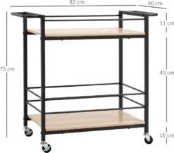 HOMCOM Küchenwagen Servierwagen Aufbewahrungswagen Beistellwagen Mit 2 Ebenen Und Griff Rollenwagen Für Küche Esszimmer Belastbarkeit 60 Kg Spanplatte 82 X 40 X 75 Cm -Küchenutensilien Laden ee1b0033b357b4b41789c501f3baeb17