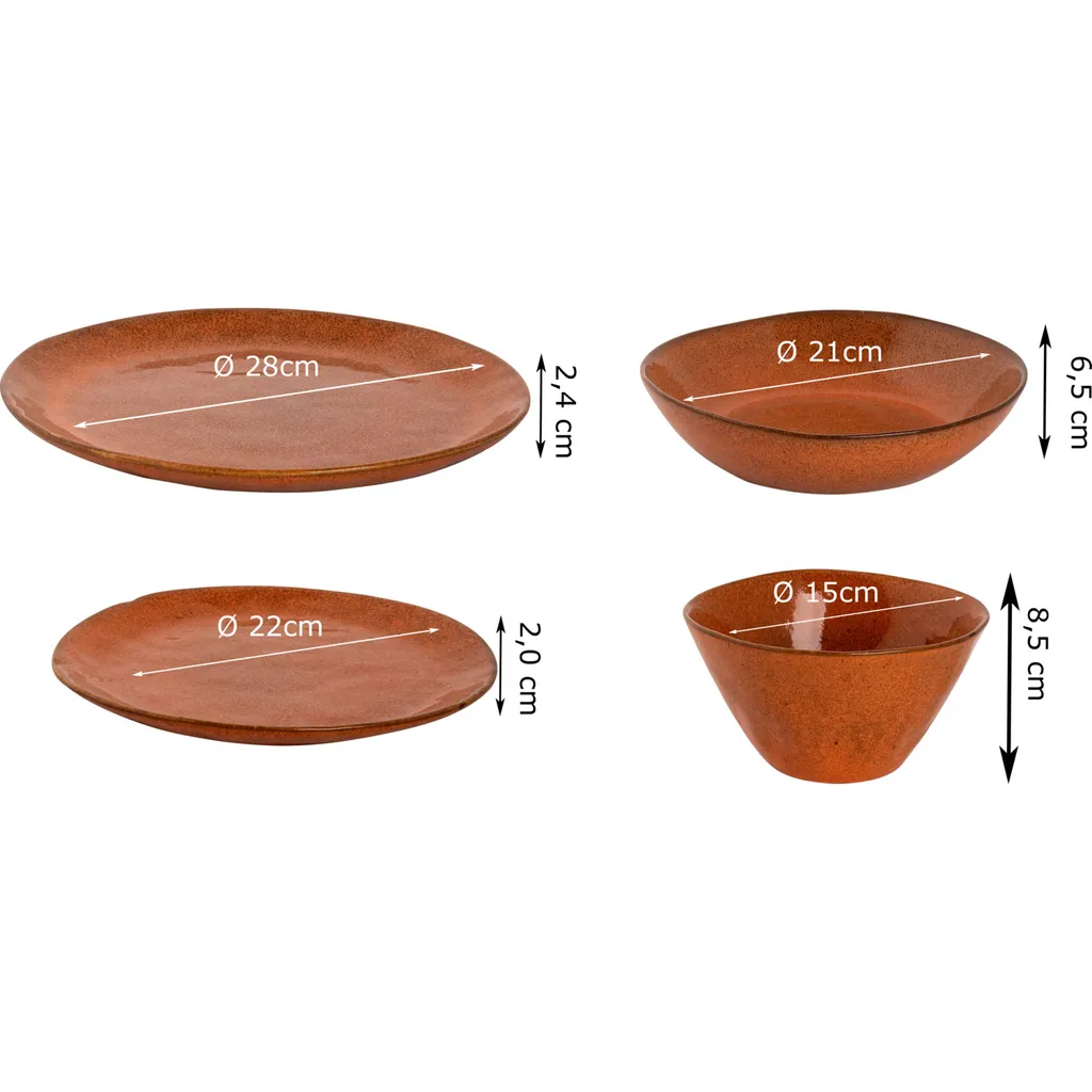 1 X Palmer Rustique Keramik Tafel Service Set 24 Tlg. 6 Pers. Rost 4 1 X Palmer Rustique Keramik Tafel Service Set 24 Tlg. 6 Pers. Rost – Bild 2