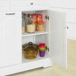 SoBuy FKW100-WN Kücheninsel Mit Arbeitsplatte Küchenwagen Mit 2 Türen Und Ausziehbarem Flaschenhalter Küchenschrank Sideboard Küchentrolley Weiß BHT Ca.: 115x90x46cm -Küchenutensilien Laden f18224f0130d42c361fad7e22b5d6f5b