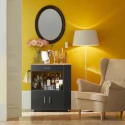 SoBuy FKW113-SCH Servierwagen Küchenwagen Kücheninsel Küchenschrank Rollwagen Mikrowellenschrank Küchenrollwagen Schwarz BHT Ca.: 82x88x46cm -Küchenutensilien Laden f6950fac8f229a6abeb1981d7adf1269