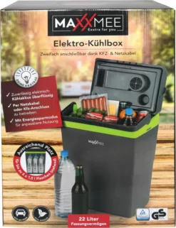 MAXXMEE Kühlbox - Wahlweise Via Netzkabel Oder KFZ-Anschluss - 22l Volumen - Grau/limegreen Kühlbox Camping Kühlschrank 22L Auto 12V 230V Thermobox Elektrisch Picknick Grau -Küchenutensilien Laden f6fb8b47249cb2c0414868e90b5a7aca