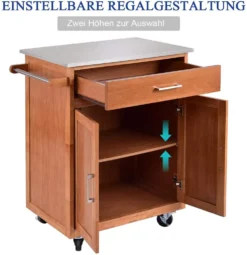 COSTWAY Küchenwagen Mit Schublade, Kücheninsel Mit Handtuchhalter, Küchenschrank Rollbar, Servierwagen Aus Holz, Kücheninselwagen, Mikrowellenwagen, Sideboard Naturholz -Küchenutensilien Laden f7046ec6e615b0d8c257d5a130d3ceb4