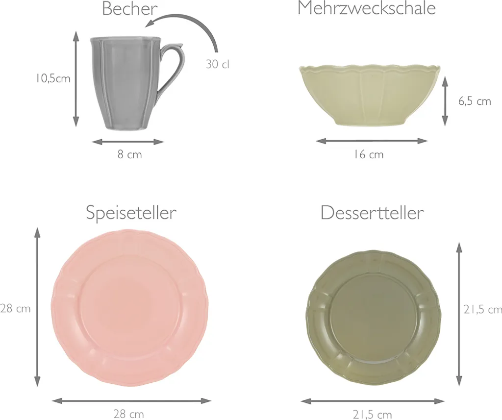 CreaTable 23819 Kombiservice Flora Colors Für 4 Personen, Porzellan, Mehrfarbig (1 Set, 16-teilig) 6 CreaTable 23819 Kombiservice Flora Colors Für 4 Personen, Porzellan, Mehrfarbig (1 Set, 16-teilig) – Bild 4