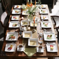 MALACASA 32 Tlg. Kombiservice, Serie BLANCE Cremeweiß Porzellan Geschirrset Mit Servierplatte -Küchenutensilien Laden f821089cd105e5094ca53c6e7e2a28a4