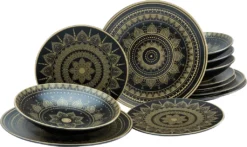 CreaTable 23588 Tafelservice Mandala Für 4 Personen, Steinzeug, Schwarz/gold (1 Set, 12-teilig) 11 CreaTable 23588 Tafelservice Mandala Für 4 Personen, Steinzeug, Schwarz/gold (1 Set, 12-teilig) -Küchenutensilien Laden f91367918063c143fa8b20ac5787515b