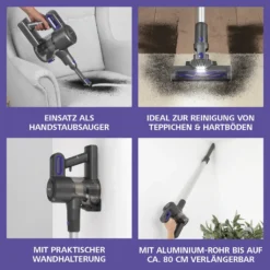 CLEANmaxx Akku-Zyklon-Staubsauger - 3-fach-Filter - Anthrazit/blau -Küchenutensilien Laden f9498e4ded9ce72a3756f7a1b1448a54