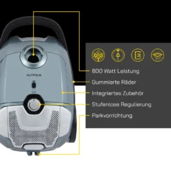 GUTFELS CLEAN 2010 Bodenstaubsauger | 800 Watt Leistung | Integriertes Zubehör | 3 Liter Staubbehälter -Küchenutensilien Laden faa4af2ac4e36bd94cc902e863f5744f