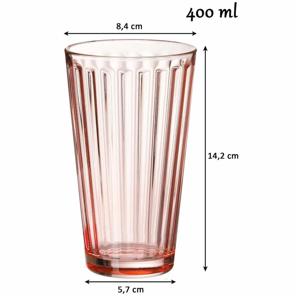 Ritzenhoff & Breker Longdrinkglas Lawe, Becher, Trinkglas, Glas, Rosa, 400 Ml, 164459 5 Ritzenhoff & Breker Longdrinkglas Lawe, Becher, Trinkglas, Glas, Rosa, 400 Ml, 164459 – Bild 3
