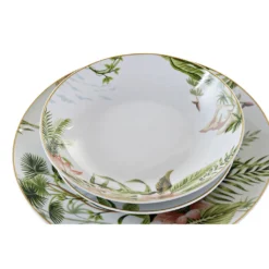 Geschirr-Set DKD Home Decor Tropical Porzellan (18 Pcs) -Küchenutensilien Laden fcd4ba57e8782910e00b8df44d54ab85