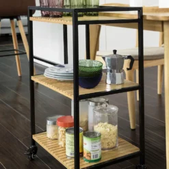 SoBuy Küchenwagen Servierwagen Rollwagen, Aus Metall Und Bambus FKW65-N -Küchenutensilien Laden fd01014770542f4c9ffa1ec124621687