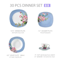 VEWEET 30-teilig Porzellan Tafelservice, Serie 'Hannah', Kombiservice Für 6 Personen, Blau Mit Floral Dekoration 14 VEWEET 30-teilig Porzellan Tafelservice, Serie 'Hannah', Kombiservice Für 6 Personen, Blau Mit Floral Dekoration -Küchenutensilien Laden fec2e6d97f4a1dffa6a9ec79ed4a828d
