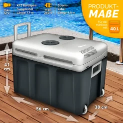 Tillvex Kühlbox Elektrisch 40L Grau Mit Rollen | Mini-Kühlschrank 230 V Und 12 V Für KFZ Auto Camping | Kühlt & Wärmt | ECO-Modus -Küchenutensilien Laden ff2d0e9c7040a84bc432b8a06c91fccd